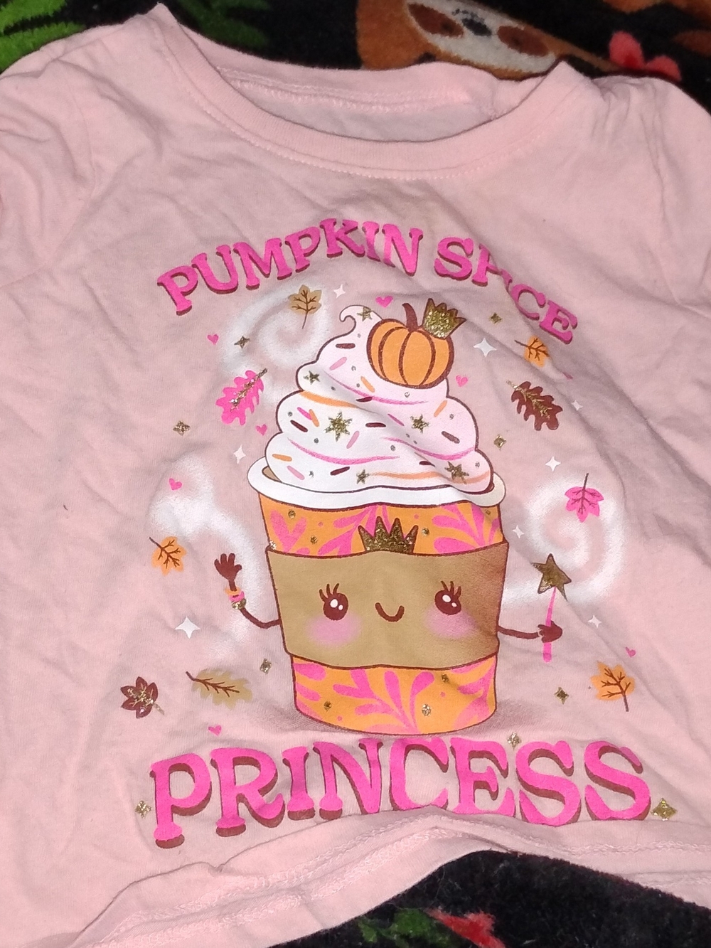 Toddler Girls Pink Pumpkin Spice Princess Short Sleeve T-Short